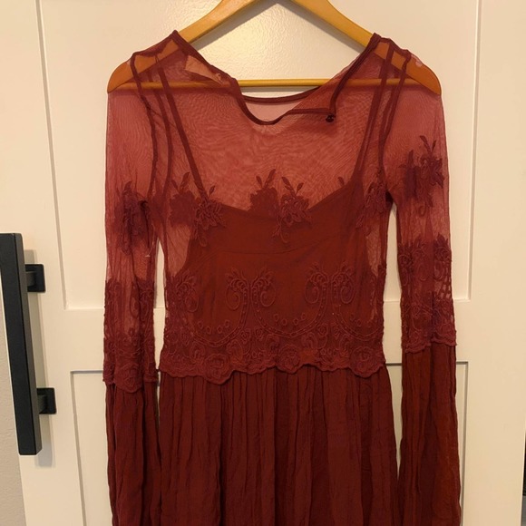 NWOT Altar'd State Darian Maroon Lace Dress Size Small - Picture 3 of 8